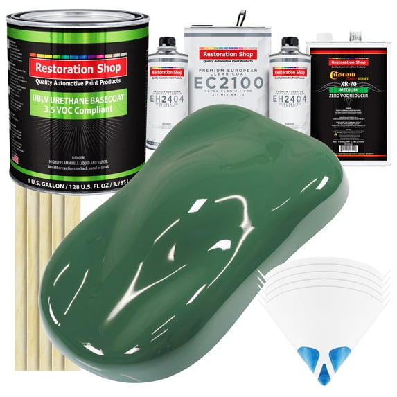 Restoration Shop - Transport Green - Low V.O.C. Urethane Basecoat with European Clearcoat Auto Paint - Complete Gallon Paint Color Kit - Automotive Coating