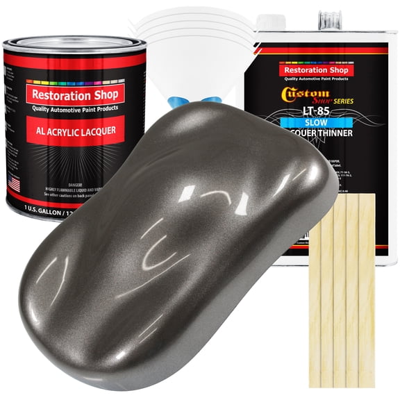 Restoration Shop - Tunnel Ram Gray Metallic Acrylic Lacquer Auto Paint - Complete Gallon Paint Kit with Slow Thinner
