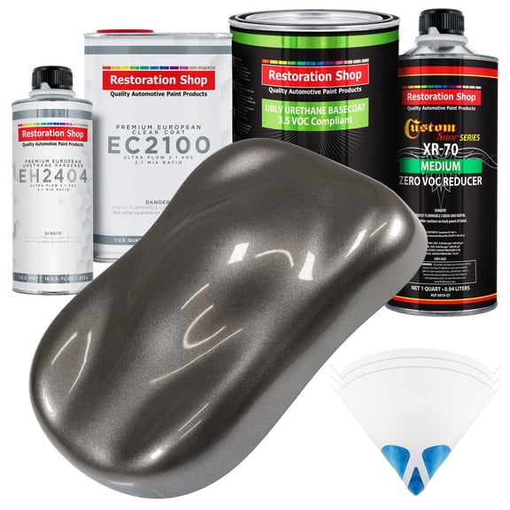 Restoration Shop - Tunnel Ram Gray Metallic - Low V.O.C. Urethane Basecoat with European Clearcoat Auto Paint - Complete Quart Paint Color Kit - Automotive Coating