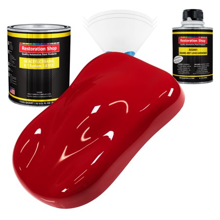 Restoration Shop - Viper Red Acrylic Enamel Auto Paint - Complete Quart Paint Kit - Single Stage High Gloss