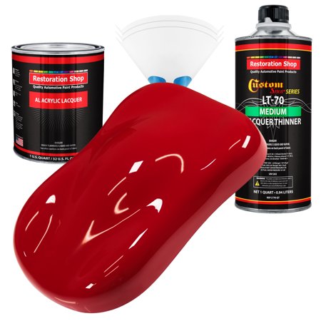 Restoration Shop - Viper Red Acrylic Lacquer Auto Paint - Complete Quart Paint Kit with Medium Thinner