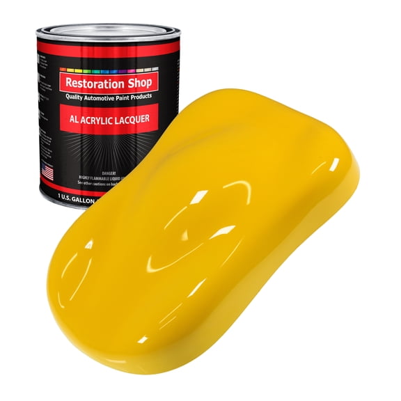 Restoration Shop - Viper Yellow Acrylic Lacquer Auto Paint - Gallon Paint Color Only - Professional Gloss