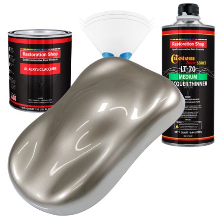 Restoration Shop - Warm Gray Metallic Acrylic Lacquer Auto Paint - Complete Quart Paint Kit with Medium Thinner