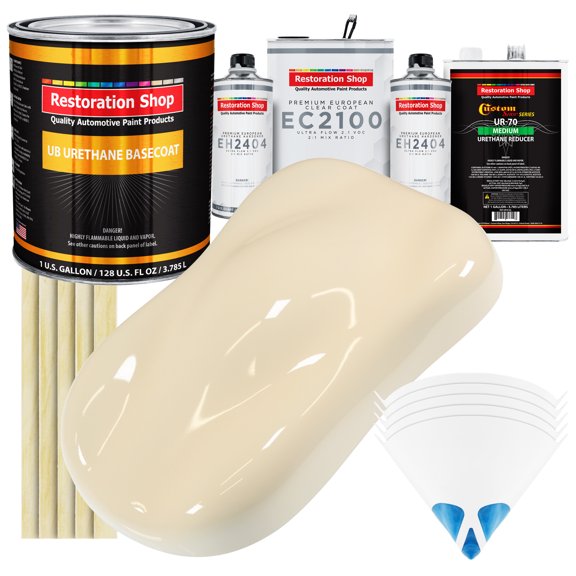 Restoration Shop - Wimbledon White Urethane Basecoat with European Clearcoat Auto Paint - Complete Gallon Paint Color Kit - Automotive Refinish Coating