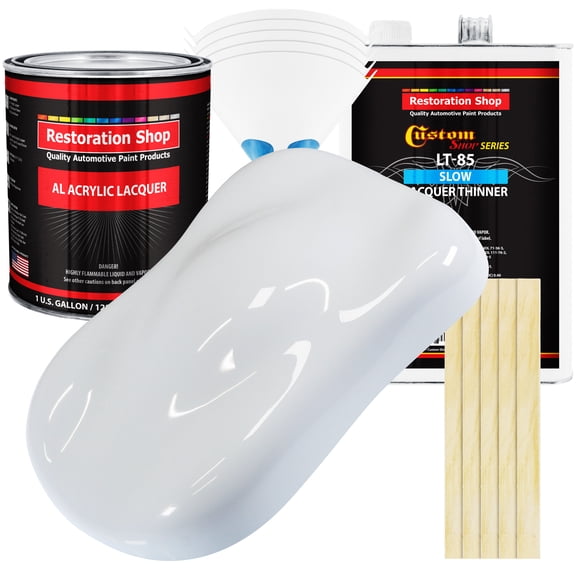 Restoration Shop - Winter White Acrylic Lacquer Auto Paint - Complete Gallon Paint Kit with Slow Thinner