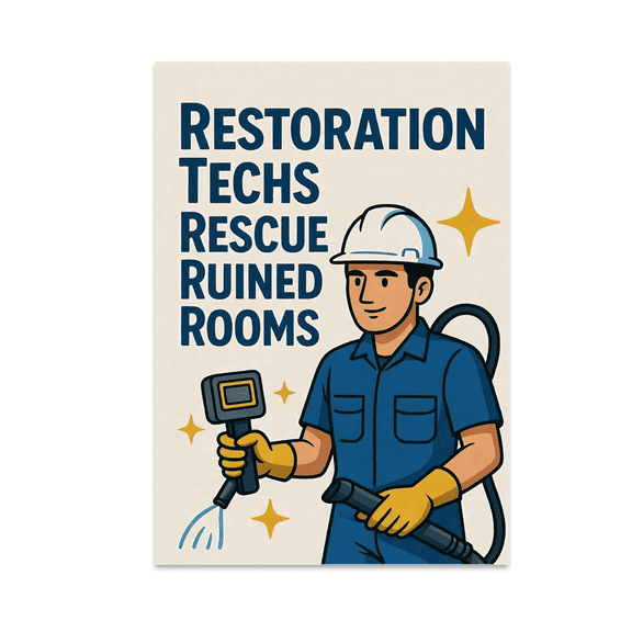 Restoration Techs Rescue Ruined Rooms - Water Damage Restoration Enthusiast - 13x19 Poster Print