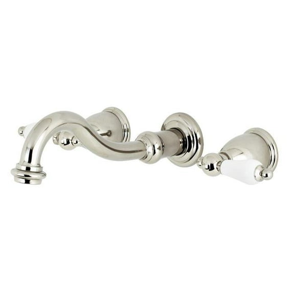 Restoration Two-Handle Wall Mount Tub Faucet, Polished Nickel