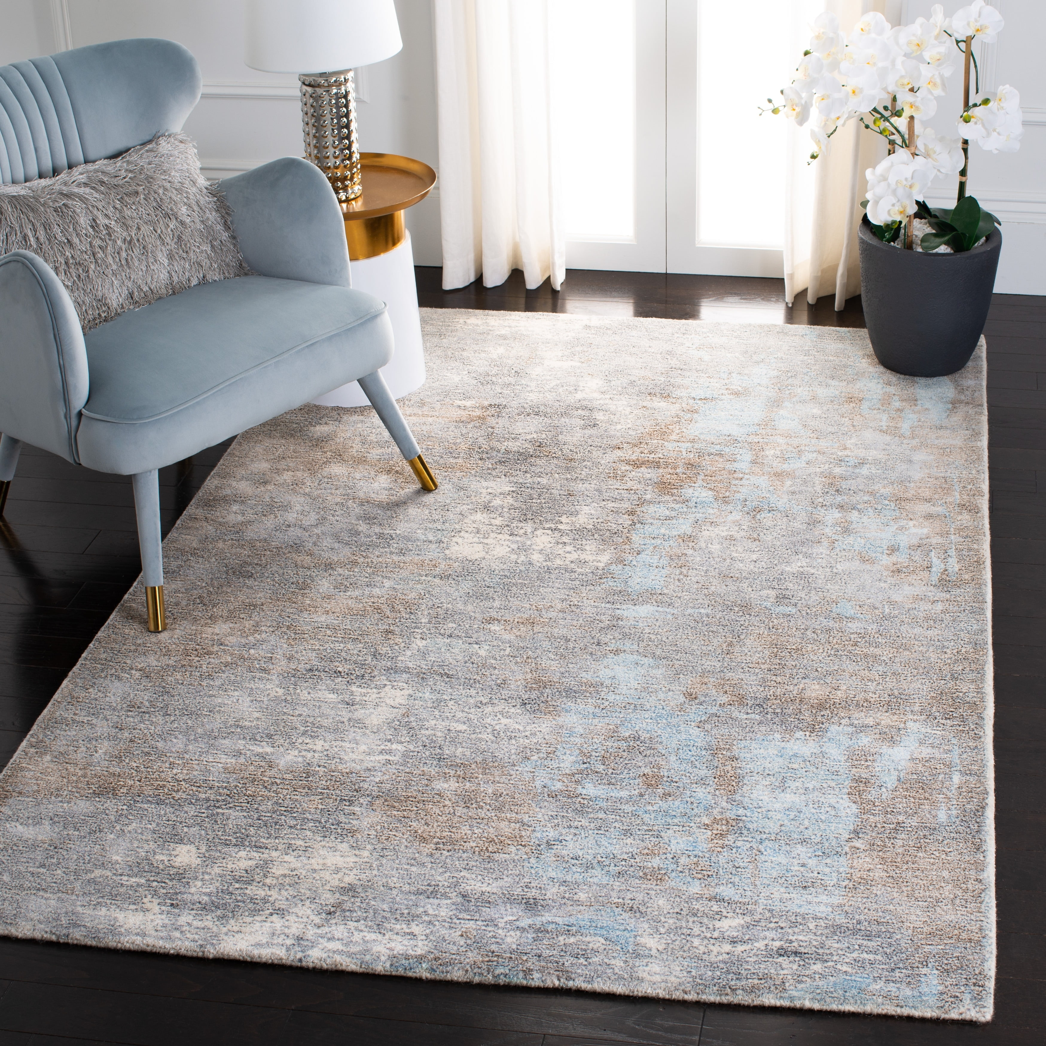 Gray and Blue Hand-Tufted Wool Area Rug