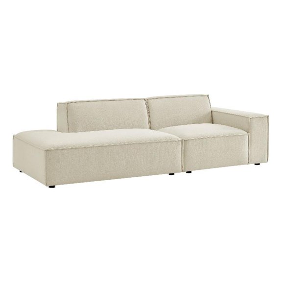 Restore 2-Piece Performance Fabric Upholstered Modular Loveseat in Ecru