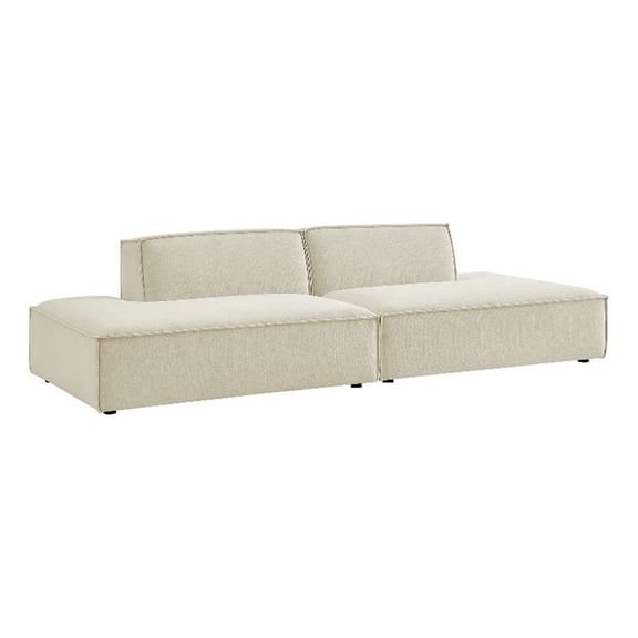Restore 2-Piece Performance Fabric Upholstered Modular Loveseat in Ecru