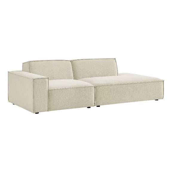 Restore 2-Piece Performance Fabric Upholstered Modular Loveseat in Ecru