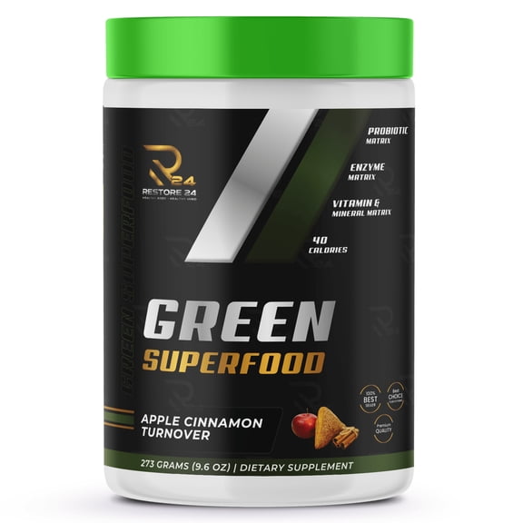 Restore 24 Nutrition Greens Blend Superfood - Super Greens Powder Smoothie Mix for Boost Energy with Rice Bran Powder, Vitamin E, Calcium, Iron, Dulse Powder, Barley Grass, Wheat Grass, Bee Pollen, Sp