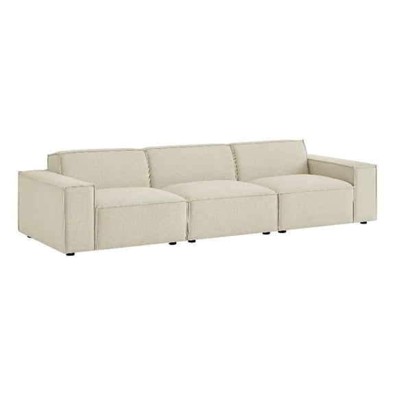 Restore 3-Piece Performance Fabric Upholstered Modular Sofa Set in Ecru