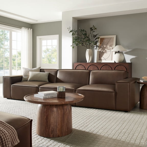 Restore 3-Piece Vegan Leather Modular Sofa Set in Espresso
