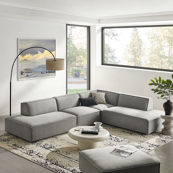 Restore 4-Piece Fabric Upholstered Modular L-Shaped Armless Sectional Sofa
