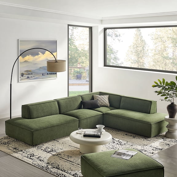 Restore 4-Piece Fabric Upholstered Modular L-Shaped Armless Sectional Sofa
