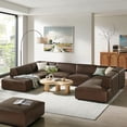 thumbnail image 1 of Restore 6-Piece Vegan Leather U-Shaped Armless Sectional Sofa in Espresso, 1 of 10