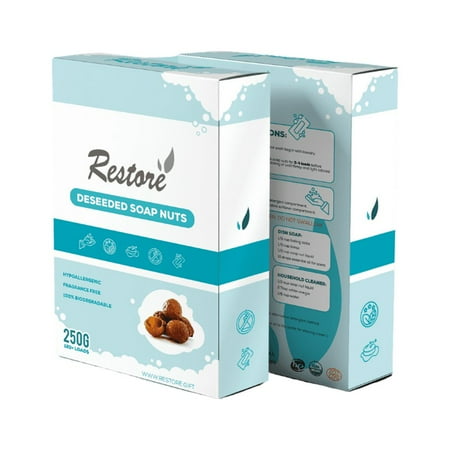 Restore Unscented Laundry Detergent Soap Nuts, 250g, Drawstring Bag
