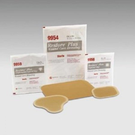 Restore Hydrocolloid Dressing, 4 x 4 Inch, Sterile, Tan, 5 Count