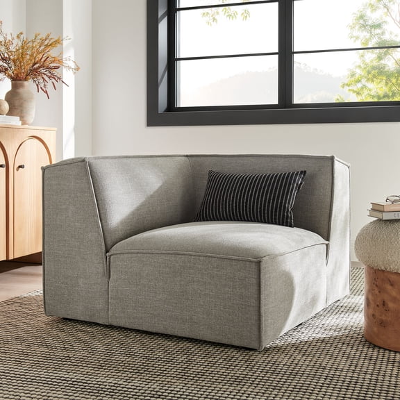 Restore Performance Fabric Upholstered Modular Corner Chair in Pewter