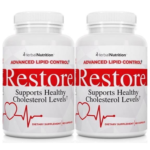 Restore Two Pack - Supports Healthy Cholesterol, Red Yeast Rice, Grape Seed, Folic Acid for Advanced Lipid Control, All-Natural Bio-Actives, Helps Promote Healthy Cholesterol (One Bottles)