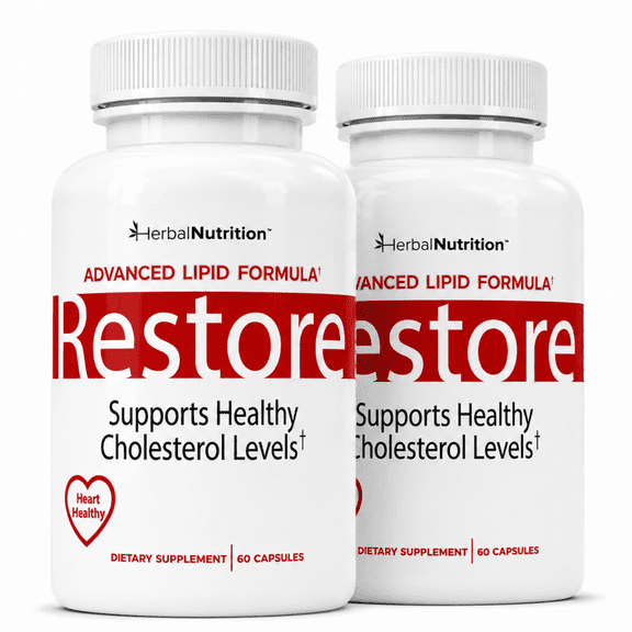 Restore Two Pack - Supports Healthy Cholesterol, Red Yeast Rice, Grape Seed, Folic Acid for Advanced Lipid Control, All-Natural Bio-Actives, Helps Promote Healthy Cholesterol (One Bottles)