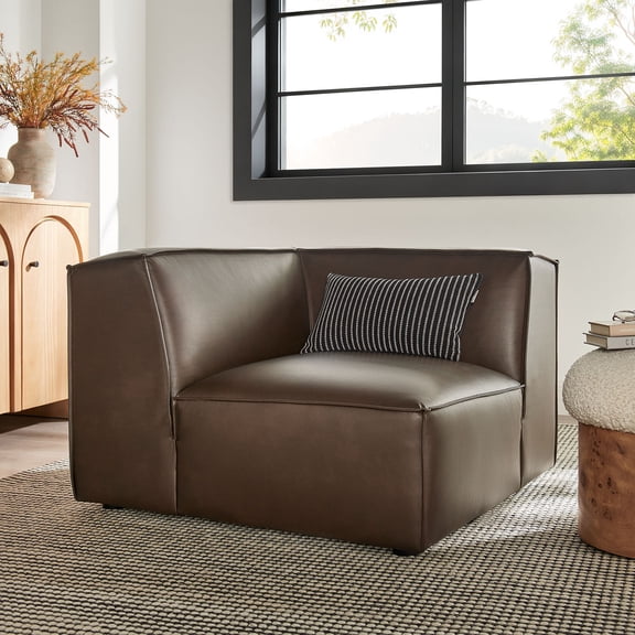 Restore Vegan Leather Modular Corner Chair in Espresso