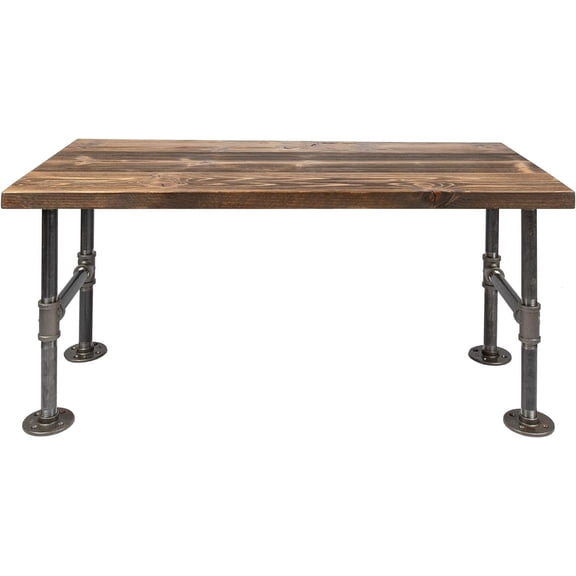 Restore by Pipe DÉCOR Wood Coffee Table 18 in. x 36 in. x 17.75 in. Reclaimed Ponderosa Pine Wood in Trail Brown with Industrial Pipe Legs