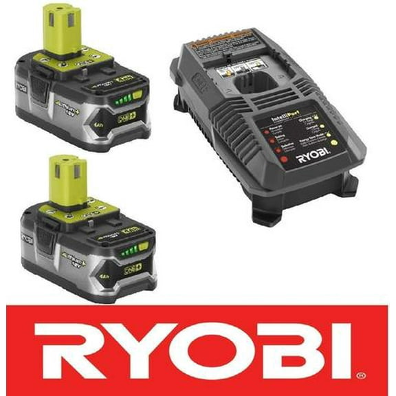 Restored (2) Ryobi 18V High Capacity 4AH Batteries P108 + Charger P118 Kit (Refurbished)