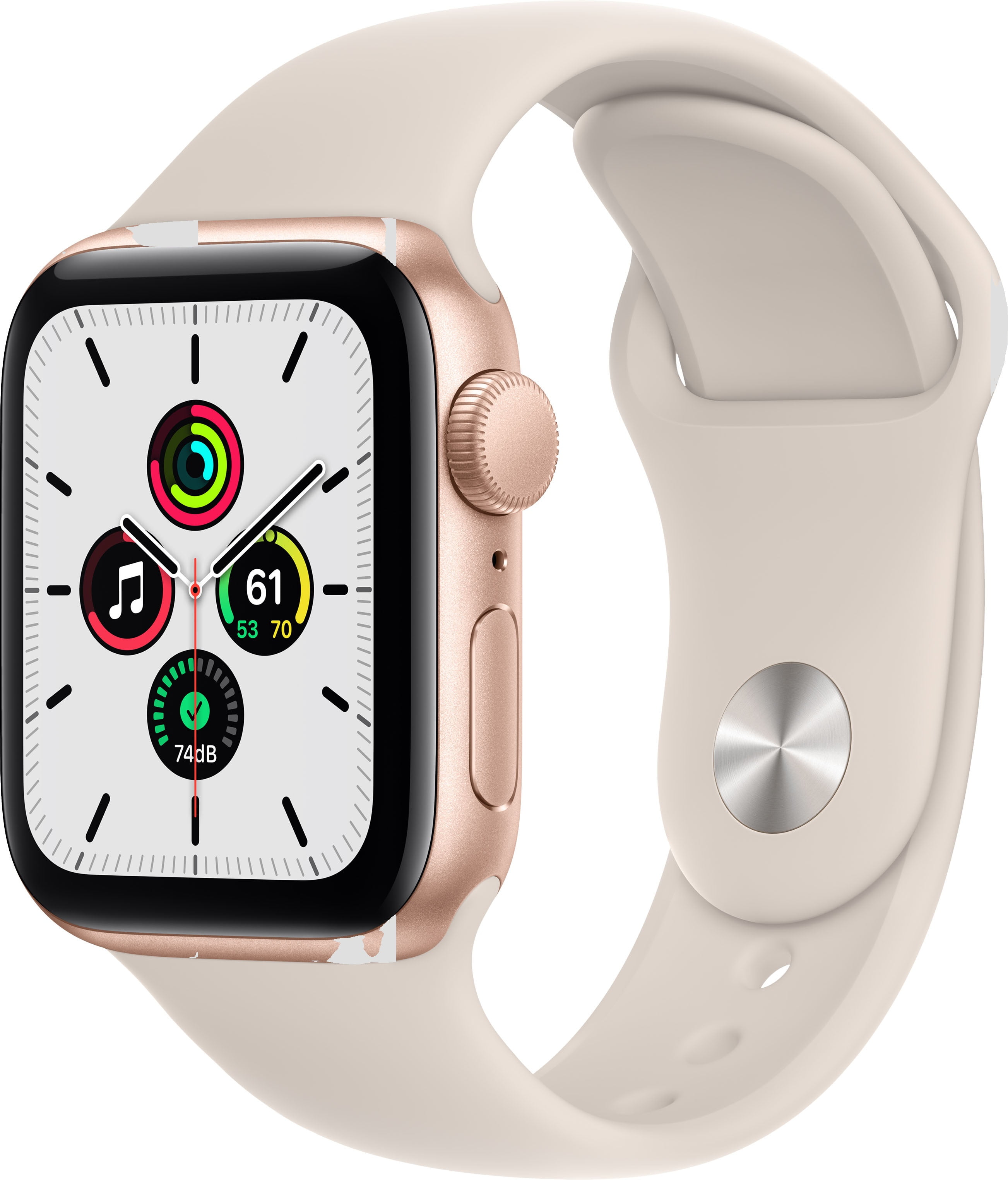 Apple Watch SE (1st Gen) GPS, 40mm Gold Aluminum Case with Starlight Sport Band - Regular