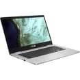 thumbnail image 1 of Restored ASUS Chromebook C423 14.0" 180 Degree HD NanoEdge Display, Intel Dual Core Celeron Processor, 4GB LPDDR4 RAM, 32GB Storage, Silver Color, C423NA-DH02 (Refurbished), 1 of 1