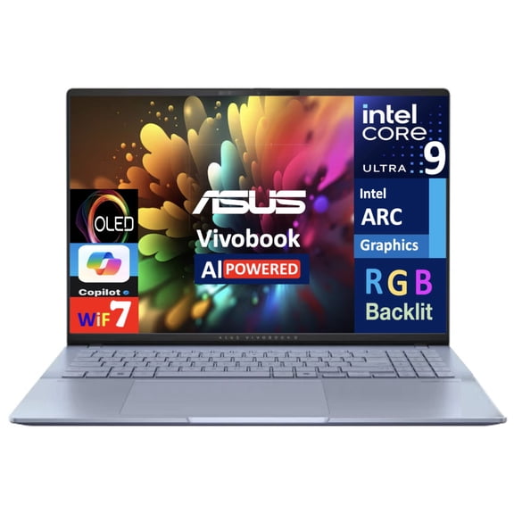 Restored ASUS Vivobook S16 16" OLED Intel Core Ultra 9-285H 2.90 GHz 32GB 1TB SSD Intel Arc Graphics Windows 11 Pro Laptop, Mist Blue - S5606CA-SB92