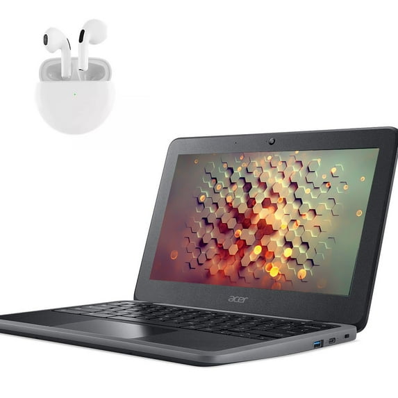 Restored Acer Chromebook 11 C732, Intel Processor, 4GB Memory, 32GB SSD, Wi-Fi, Webcam with Pro 6 Wireless Earbuds (Refurbished)