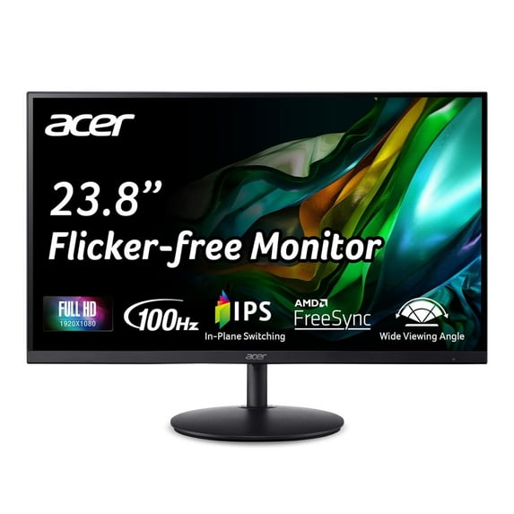 Restored Premium Acer SH242Y - 23.8" Monitor FullHD 1920x1080 100Hz IPS 16:9 1ms 250Nit HDMI (Refurbished)