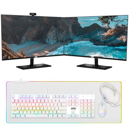 Restored All in One PC, TechMagnet Cheetah 6, Core i5 6th Gen 2.5 GHz, 16GB DDR3, 480GB SSD, New Dual 22-inch LED, MTG Gaming Kit with Webcam, Windows 10 Pro (Refurbished)