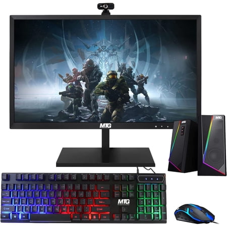 Restored All in one Desktop Computer, TechMagnet Cheetah 4, Intel Core i5 4th Gen 2.5 GHz, 16GB DDR3, 240GB SSD, 27 inch LED Monitor, RGB Keyboard Mouse, RGB Speaker, Webcam, Win 10 Pro (Refurbished)