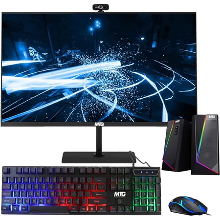 Restored All in one Desktop Computer, TechMagnet Cheetah 4, Intel Core i5 4th Gen 2.5 GHz, 8GB DDR3, 240GB SSD, New 24 inch LED, RGB Keyboard Mouse, RGB Speaker, Webcam, Windows 10 Pro (Refurbished)