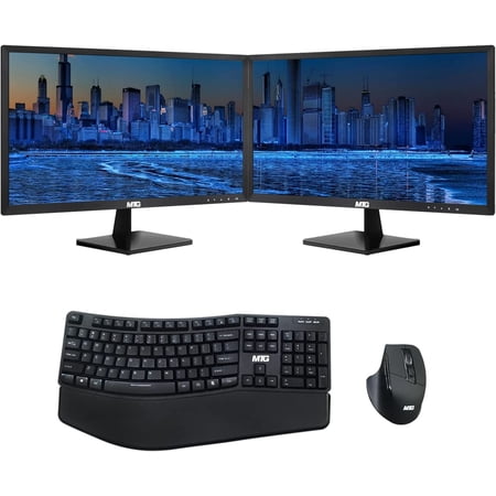 Restored All in one Desktop Computer, TechMagnet Cheetah 6, Core i5 6th Gen, 16GB DDR3, 480GB SSD, Dual 27-inch LED Monitor, Wireless Ergonomic Keyboard Mouse Win10 Pro (Refurbished)