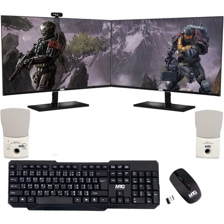 Restored All in one Desktop Computer, TechMagnet Cheetah 6, Core i5 6th Gen, 8GB DDR3, 240GB SSD, Dual 22 inch LED, Wireless Keyboard Mouse, Speaker and Webcam, Win 10 Pro (Refurbished)