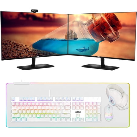 Restored All in one Desktop Computer, TechMagnet Cheetah 6, Intel Core i5 6th Gen 2.5 GHz, 8GB DDR3, 120GB SSD, New Dual 24 inch LED, MTG Gaming Kit with Webcam, Windows 10 Pro (Refurbished)