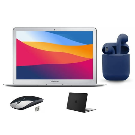 Restored Apple 13.3-inch MacBook Air Intel Core i5 4GB RAM Mac OS 128GB SSD Bundle: Black Case, Wireless Mouse, Bluetooth/Wireless Airbuds By Certified 2 Day Express (Refurbished)