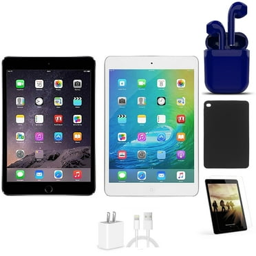 Restored Apple 7.9-inch iPad Mini 2 Retina, Wi-Fi Only, 32GB, and Bundle: Case,Tempered Glass, Bluetooth Headset, Rapid Charger - Silver (Refurbished)