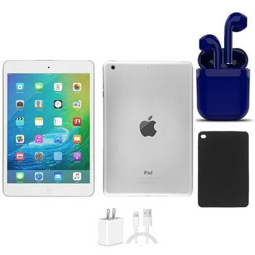 Restored Apple 7.9-inch iPad Mini 2 Wi-Fi Only 16GB Silver Bundle: USA Essentials Bluetooth/Wireless Airbuds, Case, Rapid Charger By Certified 2 Day Express (Refurbished)
