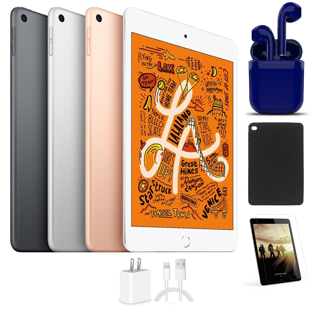 Restored Apple 7.9-inch iPad Mini 5 Wi-Fi Only 256GB Bundle: Case,  Pre-Installed Tempered Glass, Rapid Charger, Bluetooth/Wireless Airbuds By 