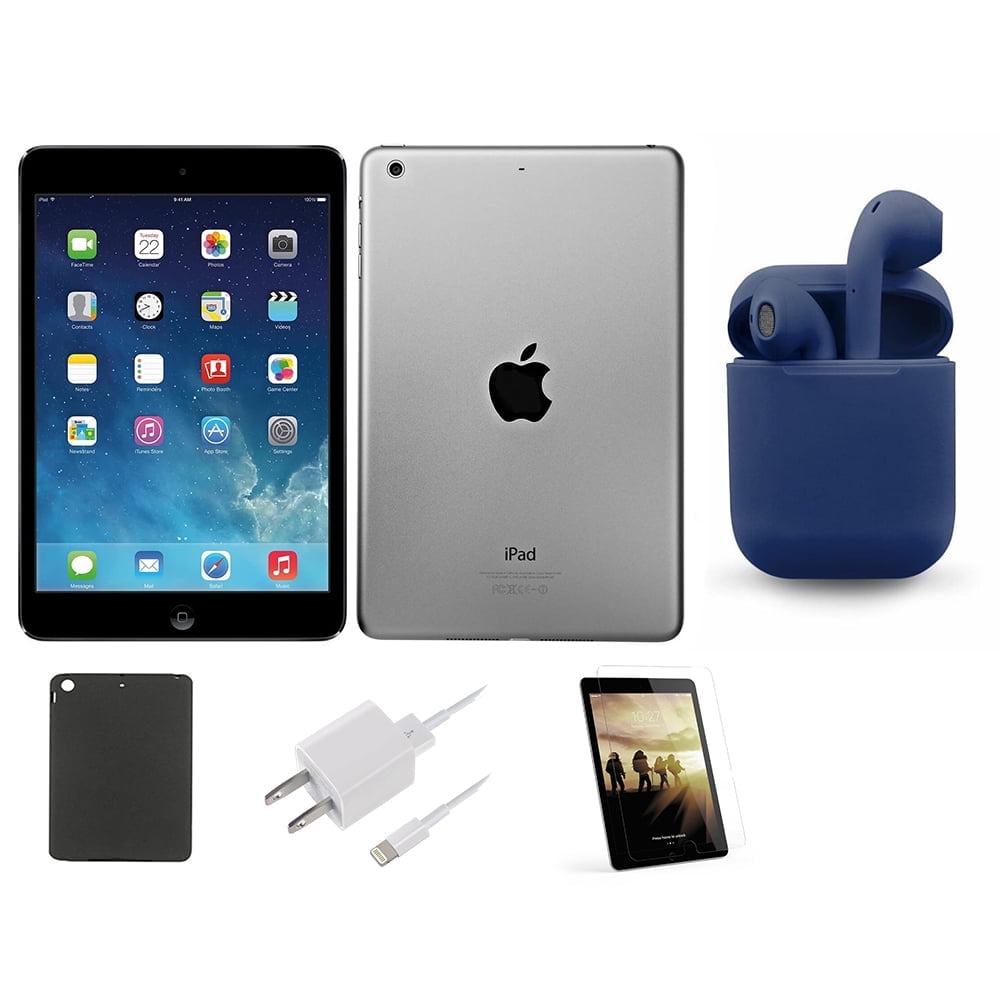 Restored Apple iPad 10.2-inch Retina 128GB Wi-Fi Only Newest OS Bundle:  Case, Pre-Installed Tempered Glass, Rapid Charger, Bluetooth/Wireless  Airbuds