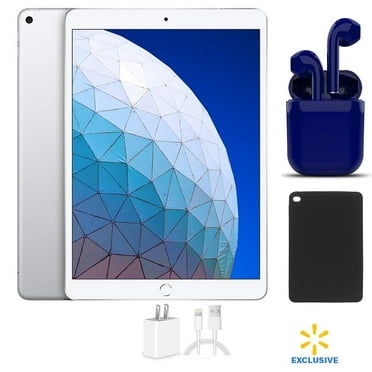 Restored Apple iPad Air 3 Wi-Fi Only 256GB Silver Bundle: USA Essentials Bluetooth/Wireless Airbuds, Case, Rapid Charger By Certified 2 Day Express (Refurbished)