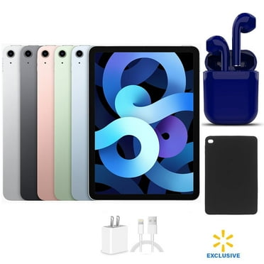Restored Apple iPad Air 4 Wi-Fi Only 64GB Latest OS Bundle: USA Essentials Bluetooth/Wireless Airbuds, Case, Rapid Charger By Certified 2 Day Express (Refurbished)