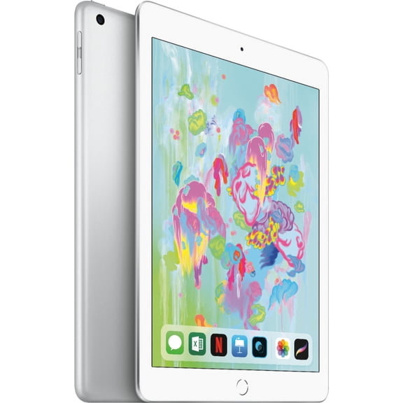 Restored Apple Ipad 6 - 9.7" Apple A10 Fusion Quad-Core 2GB RAM 128GB Storage Wifi + Cellular - Silver
