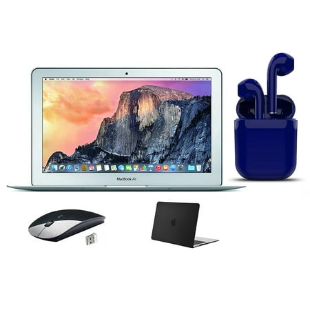 Restored Apple MacBook Air 11.6-inch 4GB RAM 128GB SSD 1.6GHz Mac OS Bundle: USA Essentials Bluetooth/Wireless Airbuds, Black Case, Wireless Mouse By Certified 2 Day Express (Refurbished)