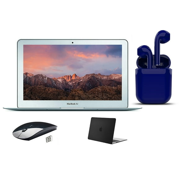 Restored Apple MacBook Air 11.6-inch Intel Core i5 128GB SSD 4GB RAM Bundle: Black Case, Wireless Mouse, Bluetooth/Wireless Airbuds By Certified 2 Day Express (Refurbished)